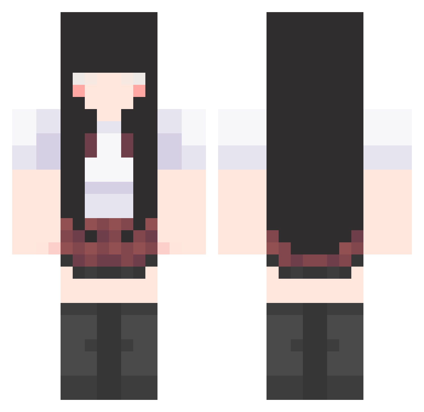 floatinghippo Minecraft skin, front and back view