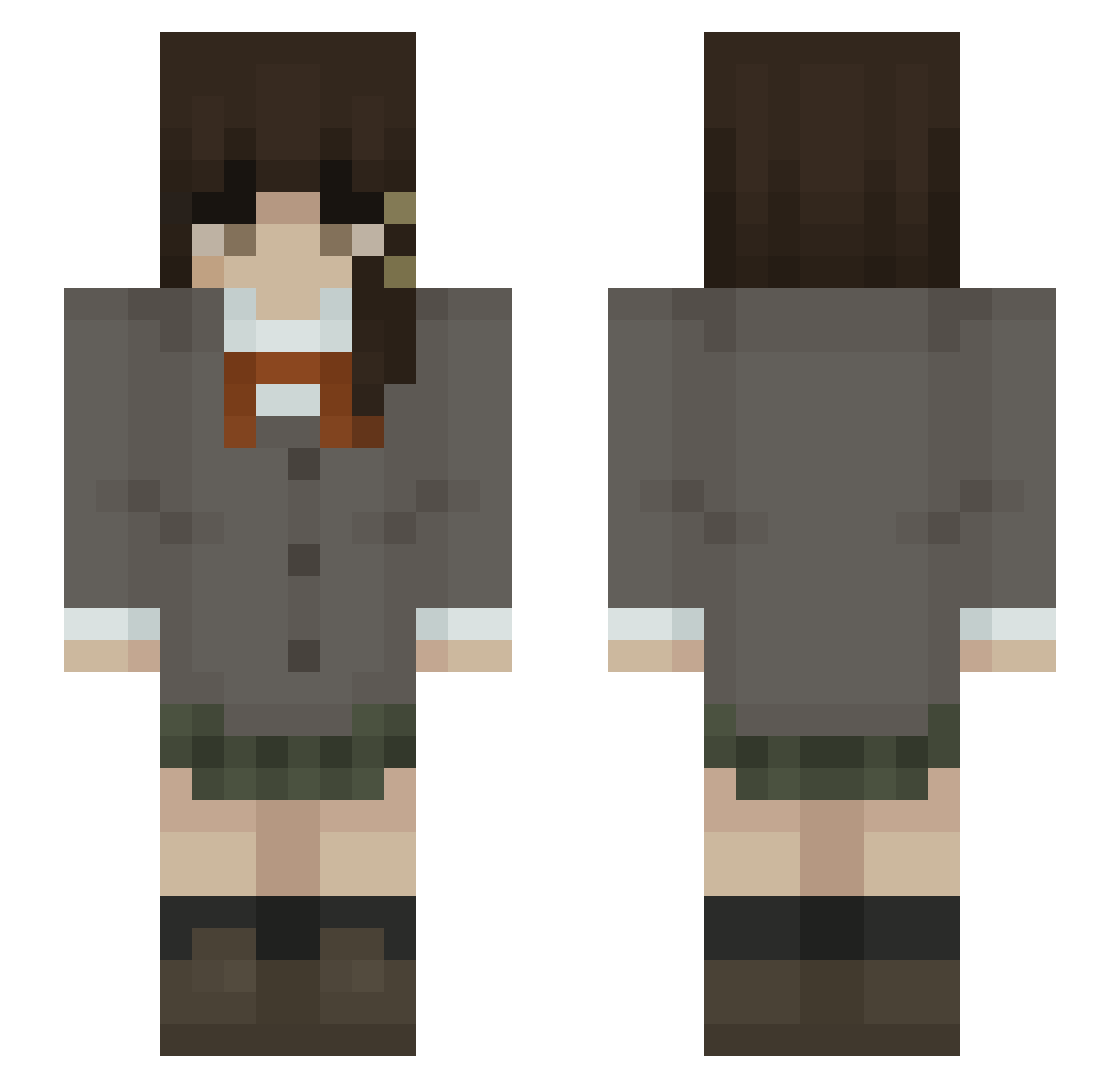 pulserainimage Minecraft skin, front and back view
