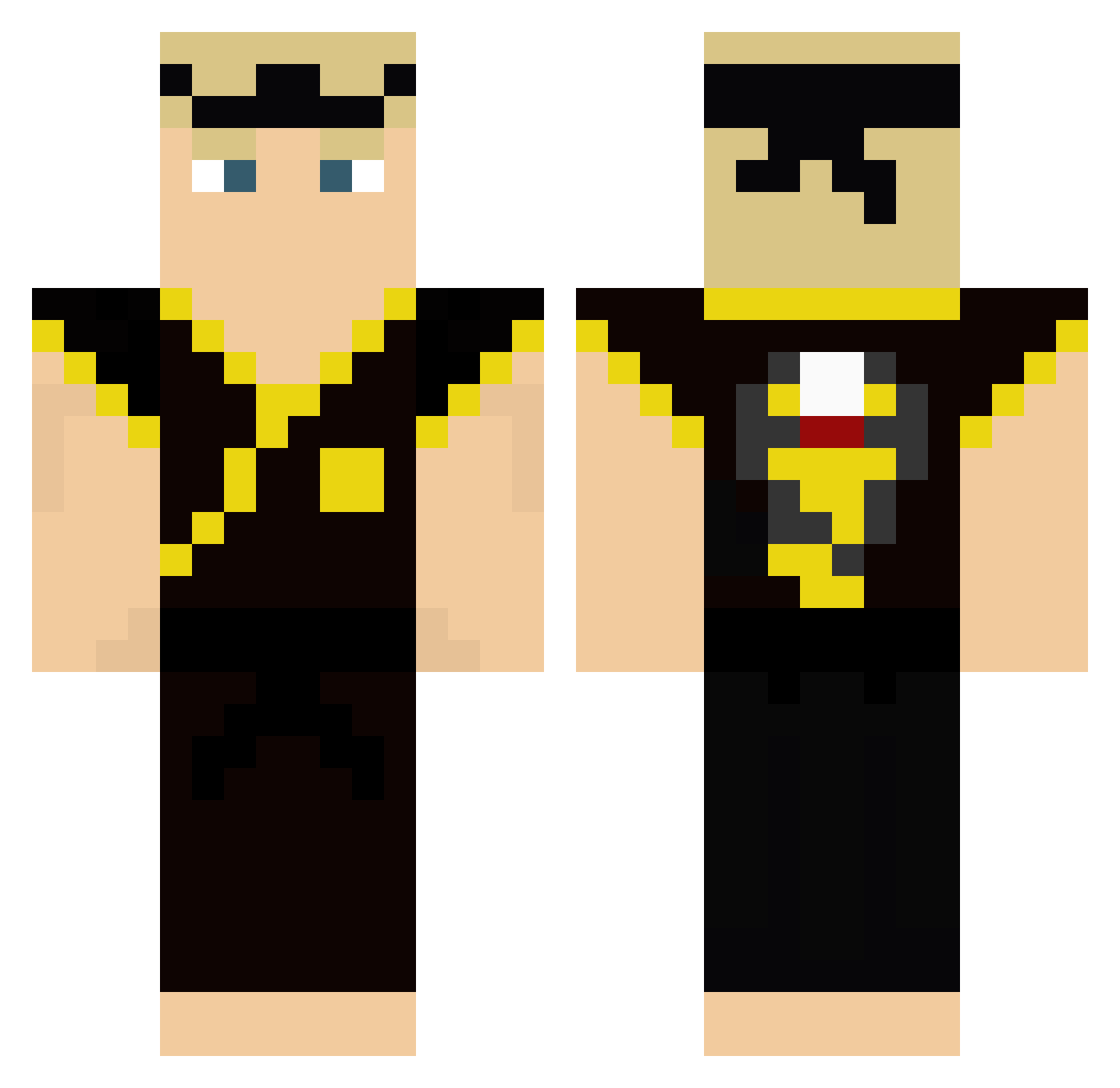 justVelo Minecraft skin, front and back view
