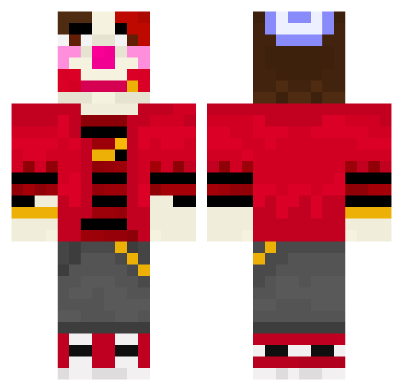 xzxc Minecraft skin, front and back view