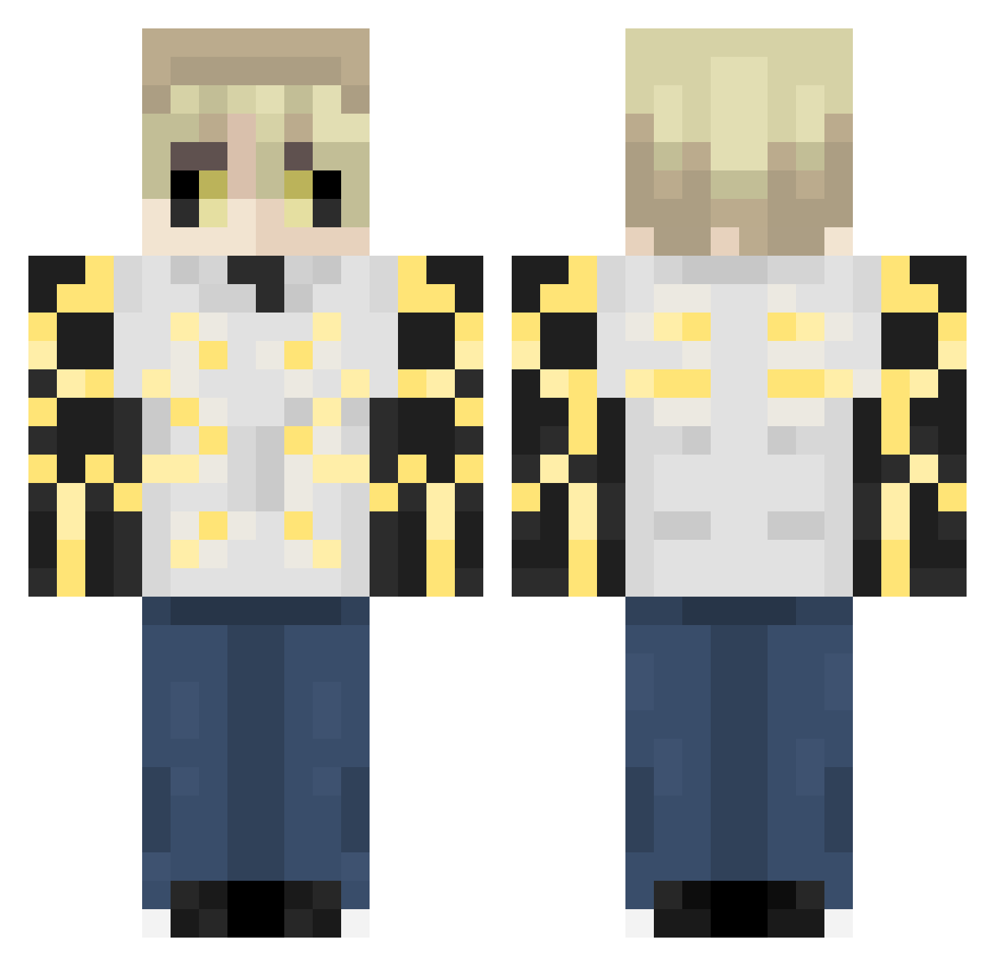 BrodyNoBlocks Minecraft skin, front and back view