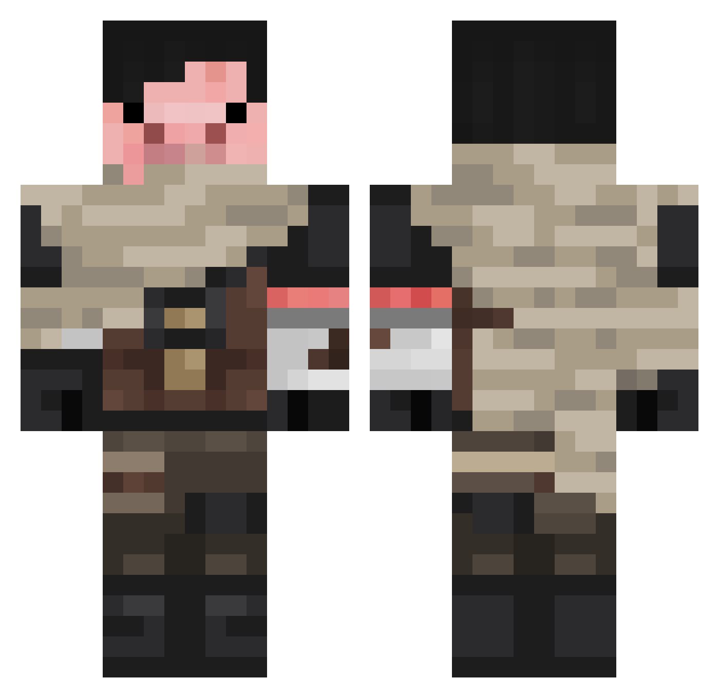 Cochono Minecraft skin, front and back view