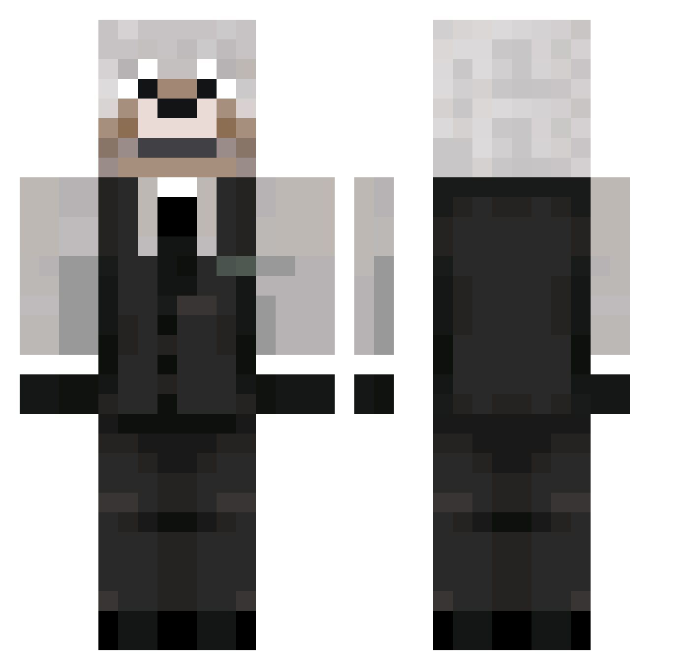 ElChubb Minecraft skin, front and back view