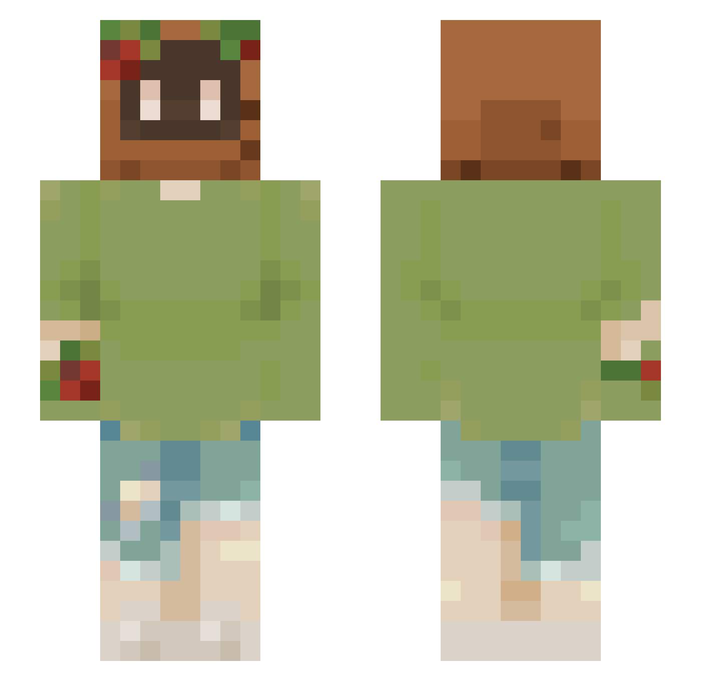Floicky Minecraft skin, front and back view