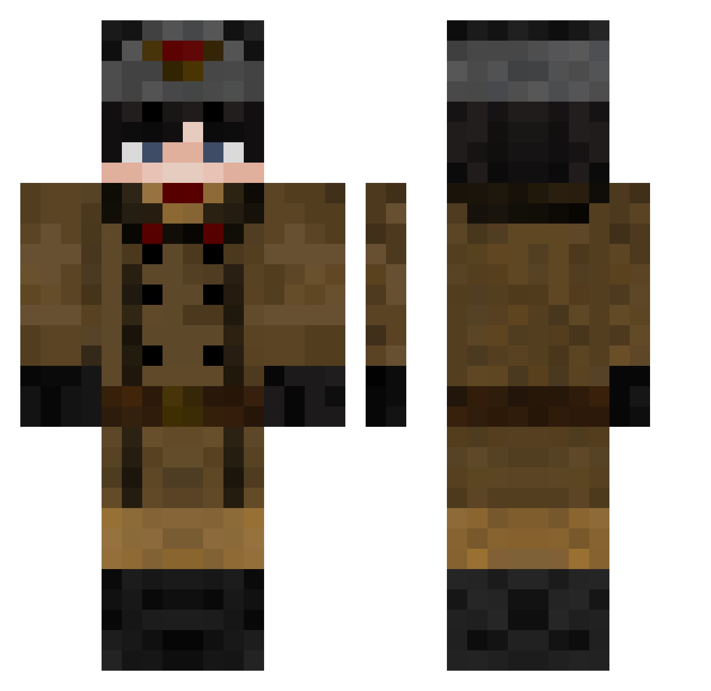Cup940 Minecraft skin, front and back view
