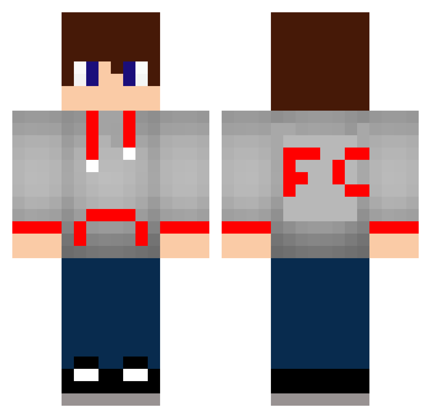 Sharkfist08 Minecraft skin, front and back view