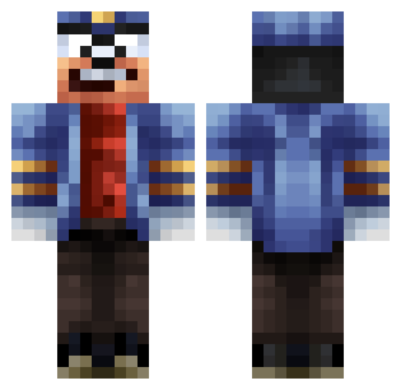 Gobsmack Minecraft skin, front and back view