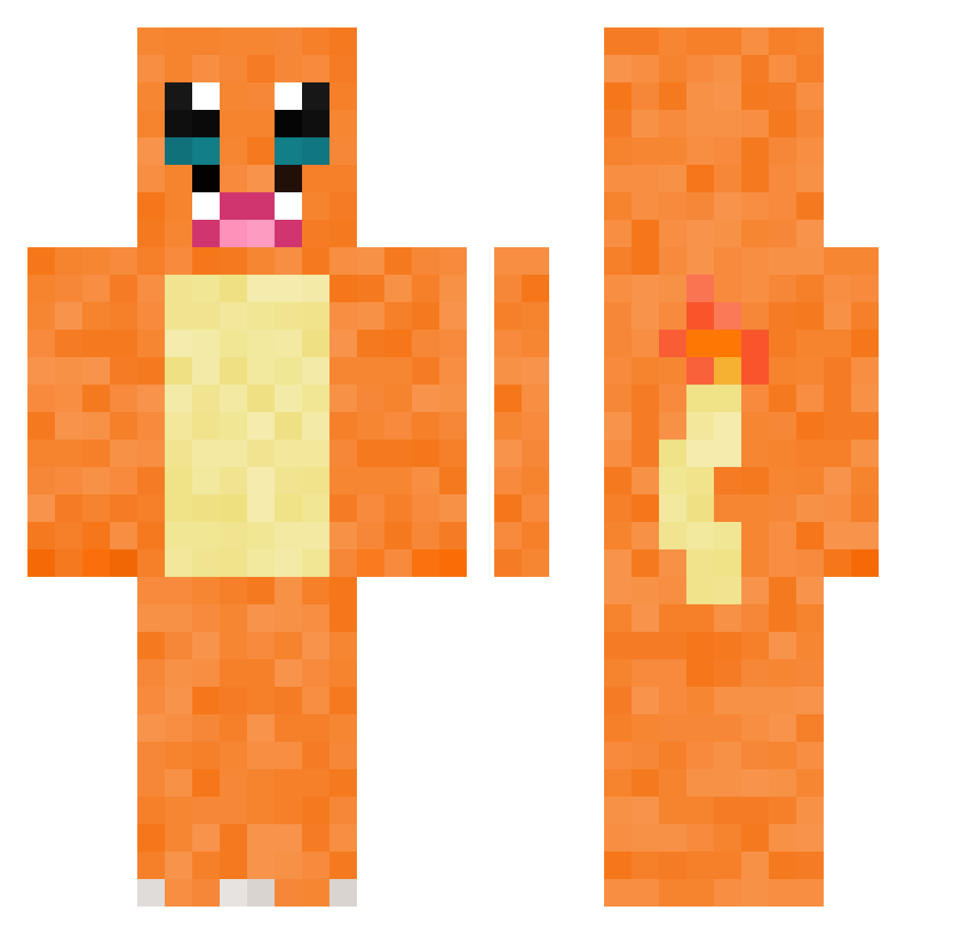Porotic Minecraft skin, front and back view