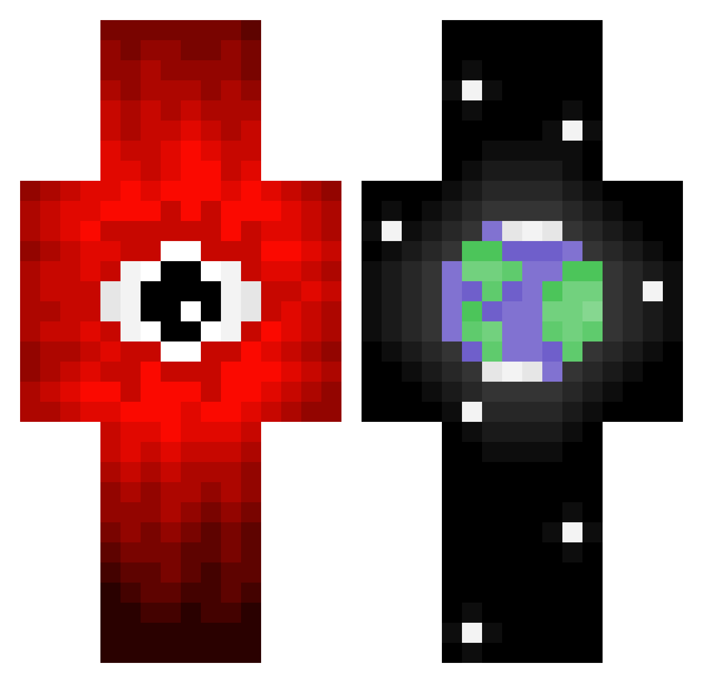 polyesh Minecraft skin, front and back view