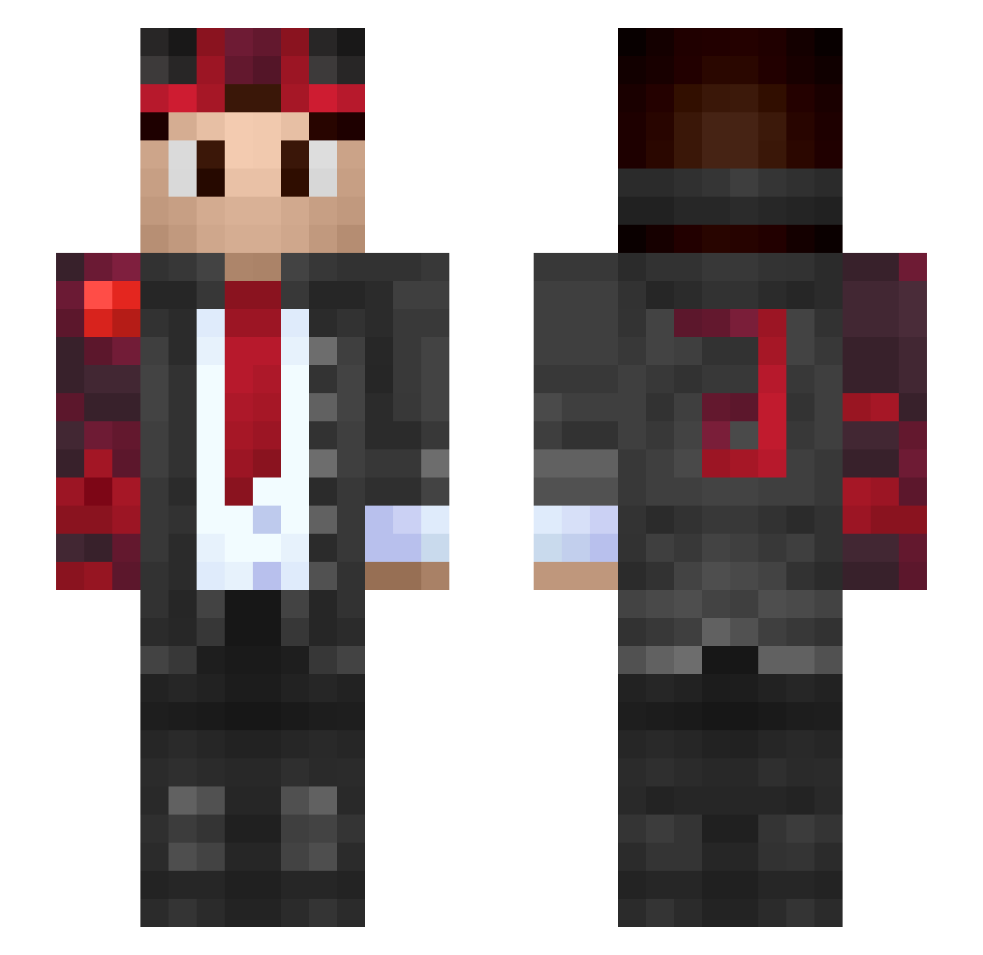 Kanonenbombe Minecraft skin, front and back view