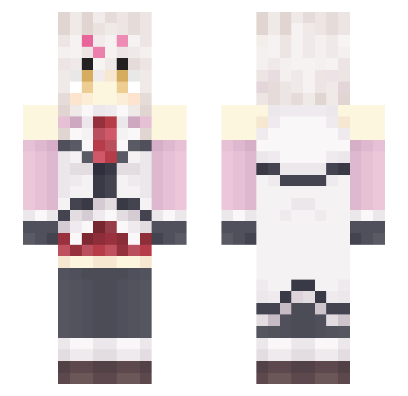 PlayWithMyHoles Minecraft skin, front and back view