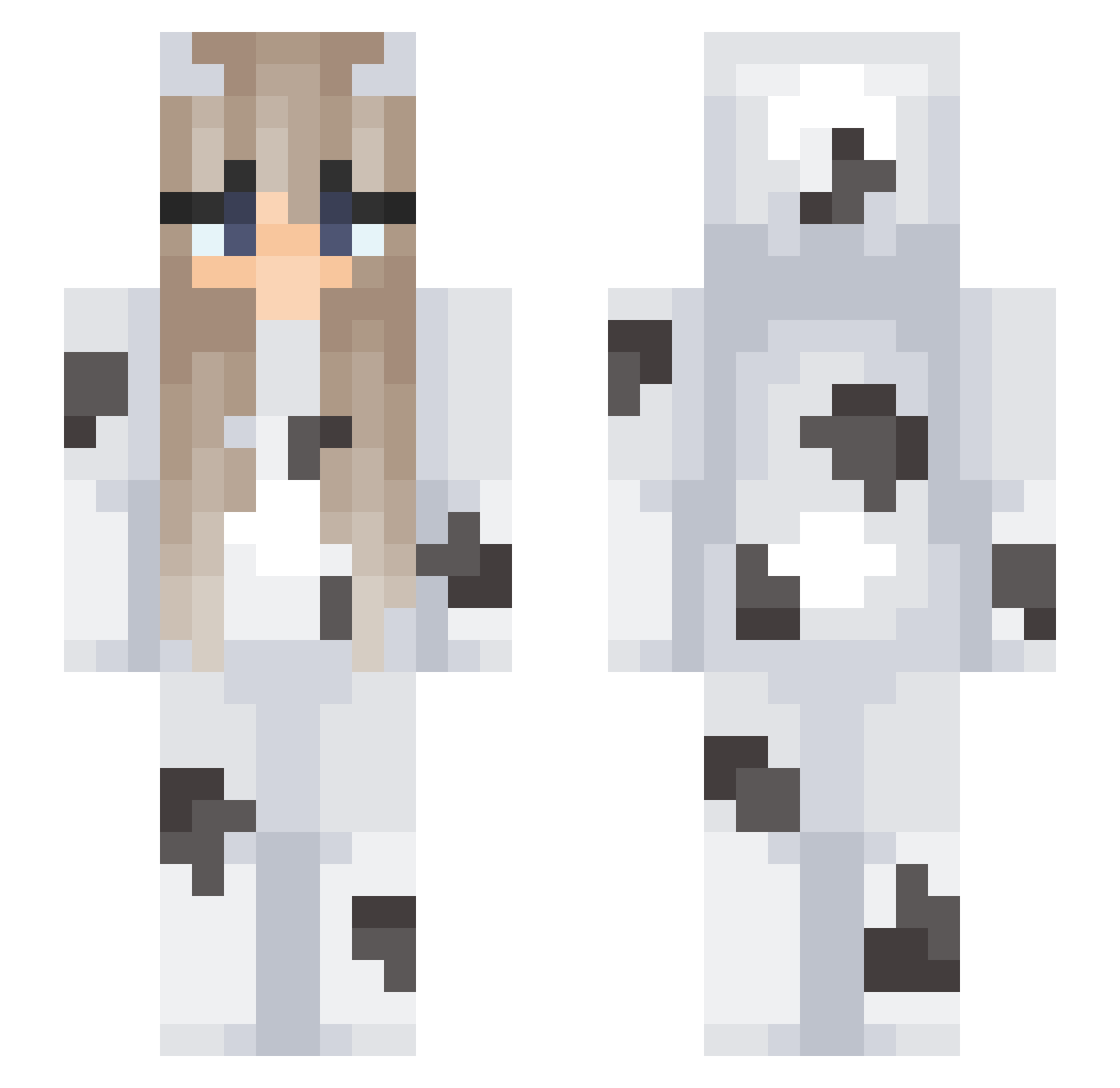 Teddybearrr Minecraft skin, front and back view