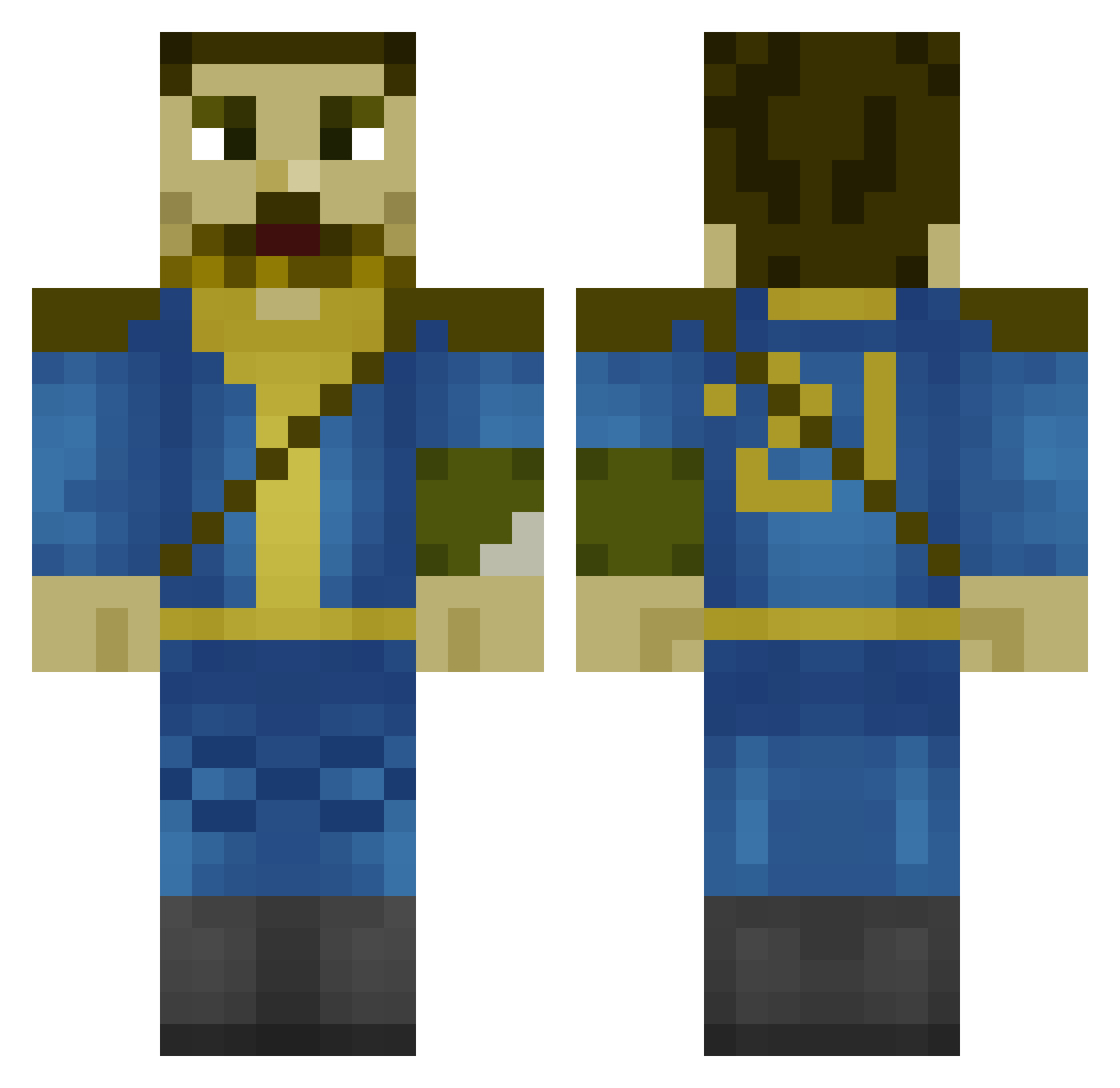 Villka Minecraft skin, front and back view