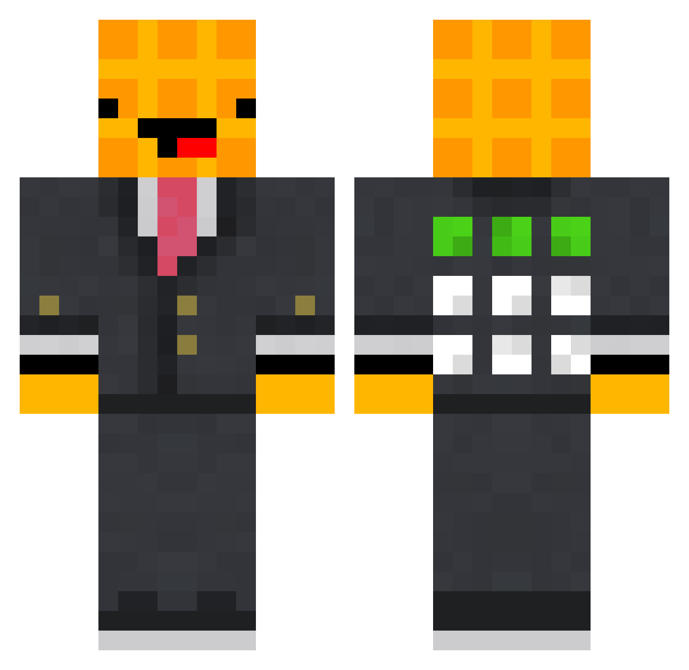 Wafle33 Minecraft skin, front and back view