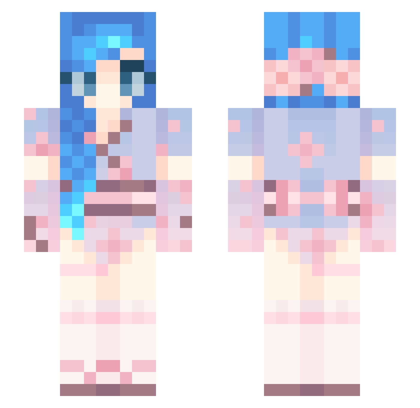 SmartAngel Minecraft skin, front and back view