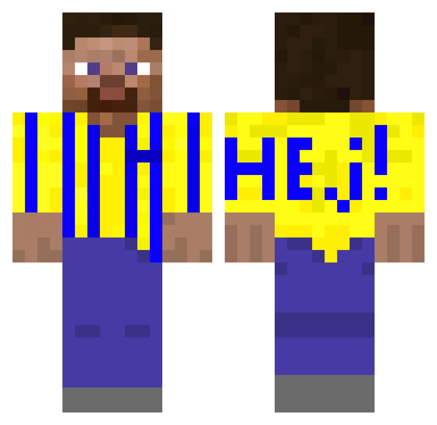 Droge_Arie Minecraft skin, front and back view