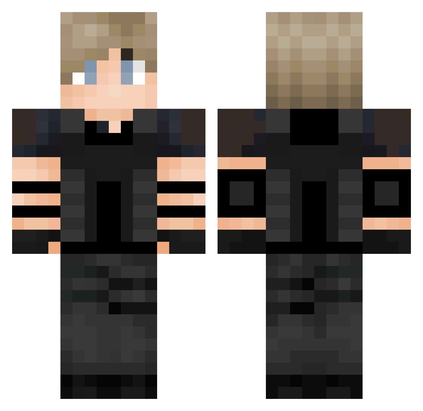 kitrise Minecraft skin, front and back view