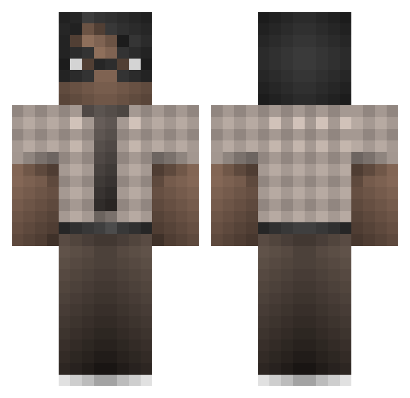 MandemMoore Minecraft skin, front and back view