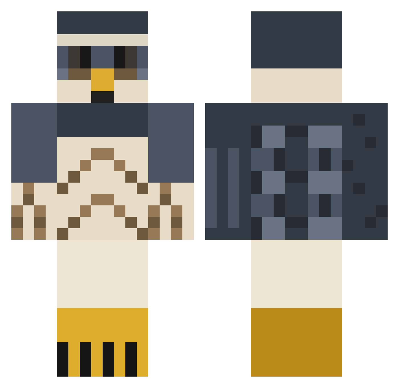xp74 Minecraft skin, front and back view