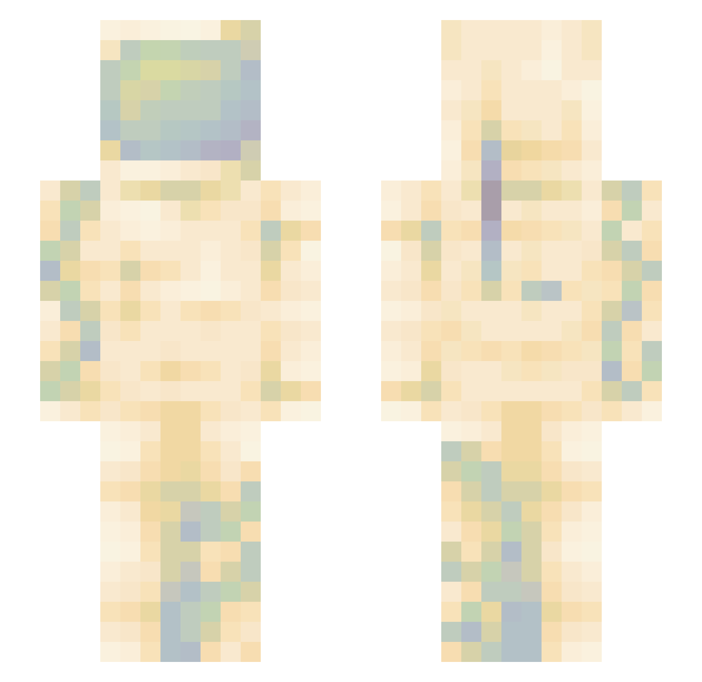 lelepope Minecraft skin, front and back view