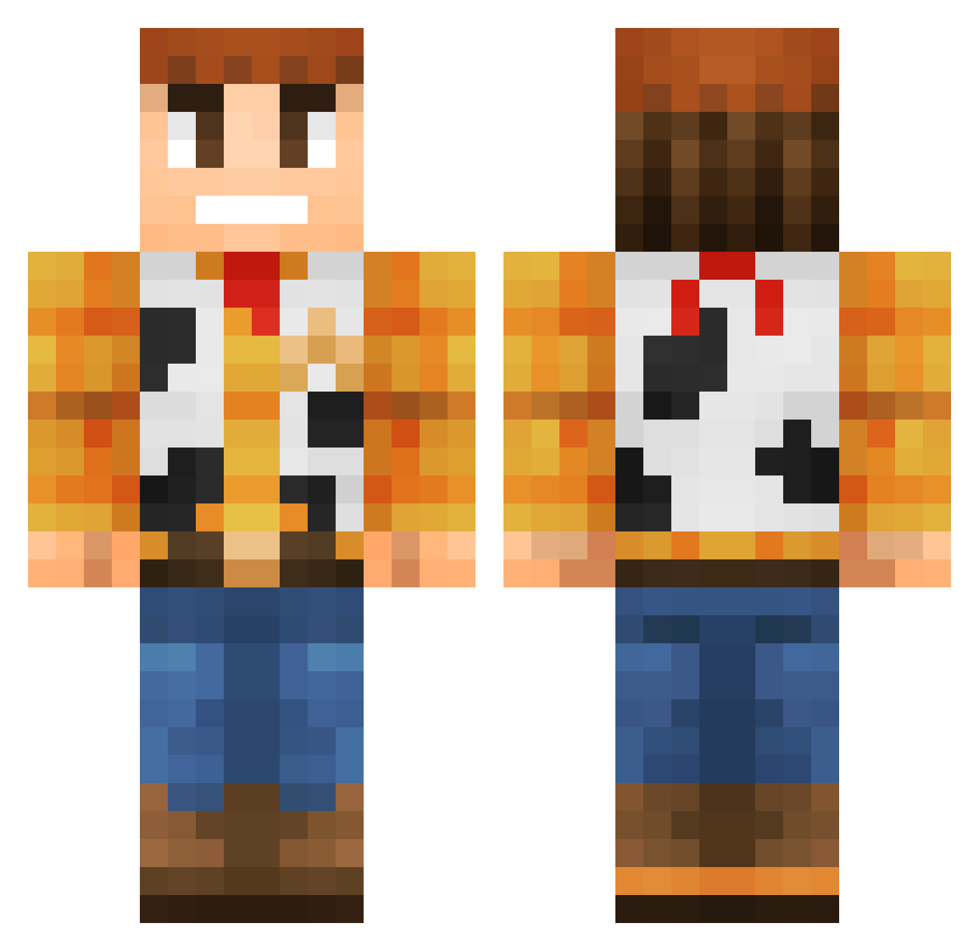 WoodyTheMaan Minecraft skin, front and back view