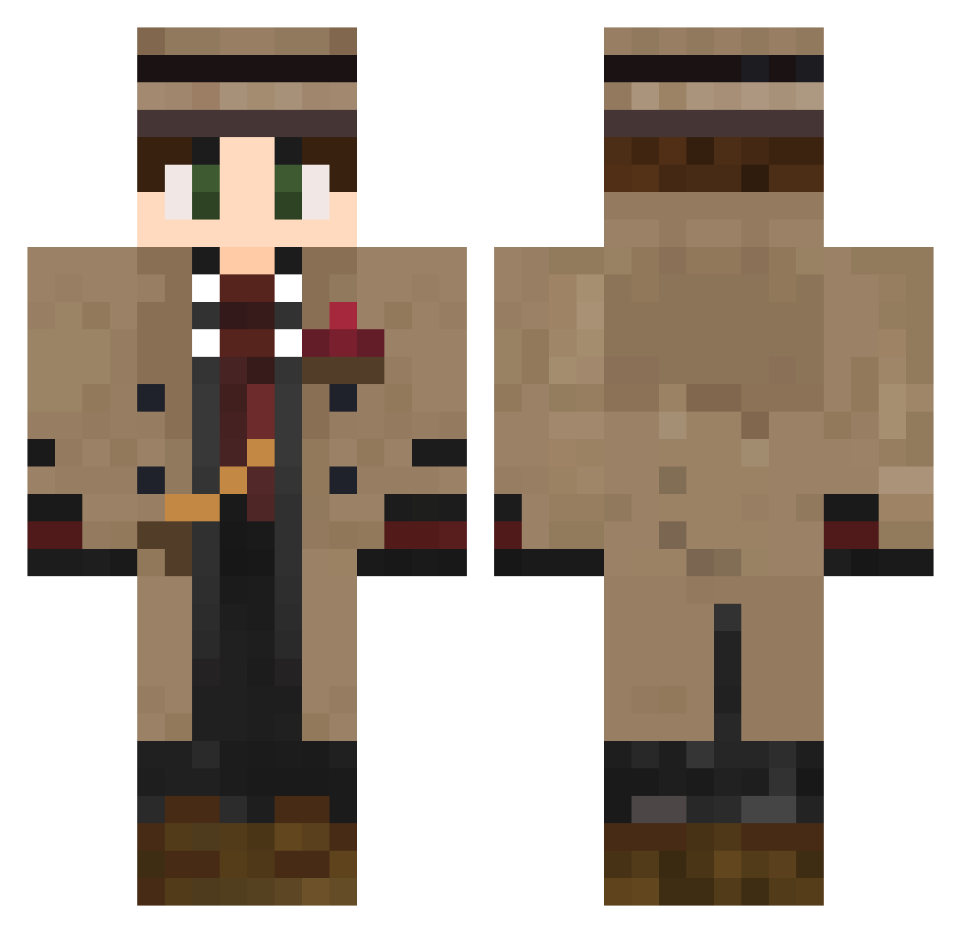 uchihaRon Minecraft skin, front and back view