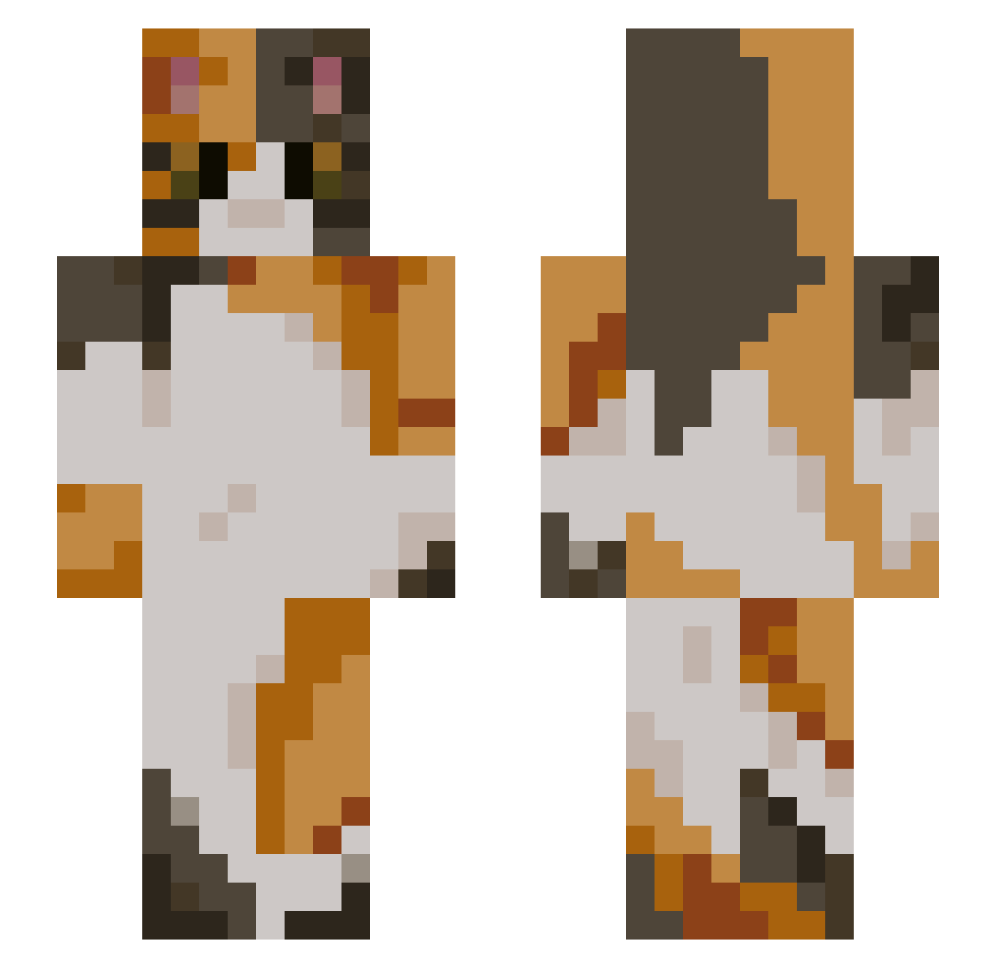 Niammh Minecraft skin, front and back view