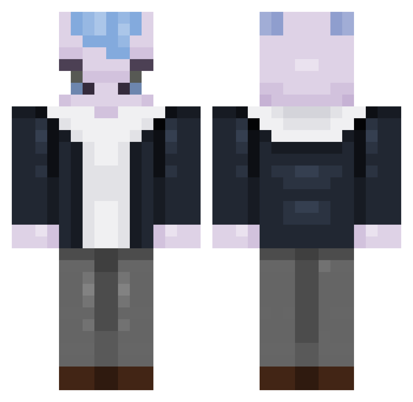 Descendinqz Minecraft skin, front and back view