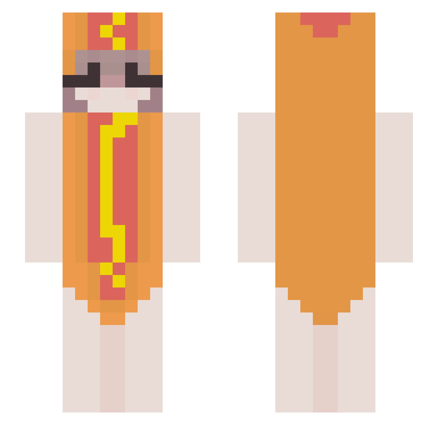 tigrtje Minecraft skin, front and back view