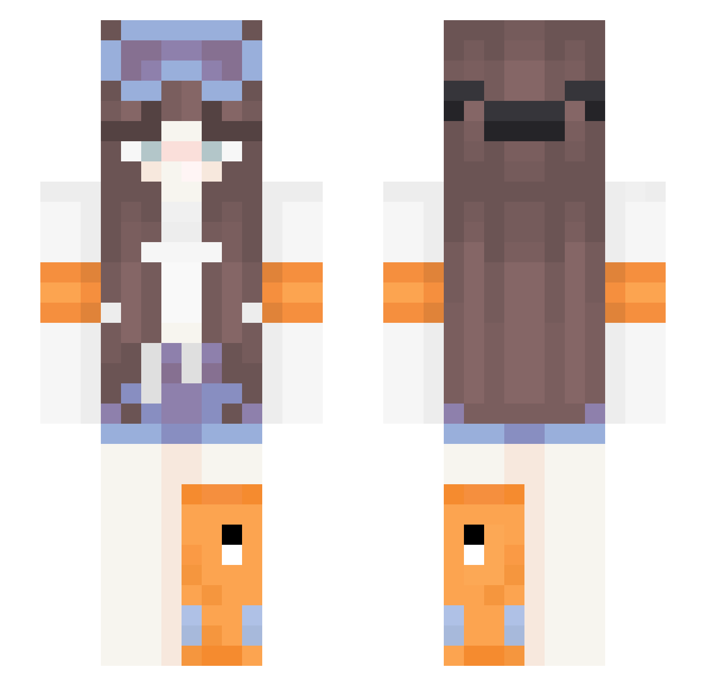 vunset Minecraft skin, front and back view