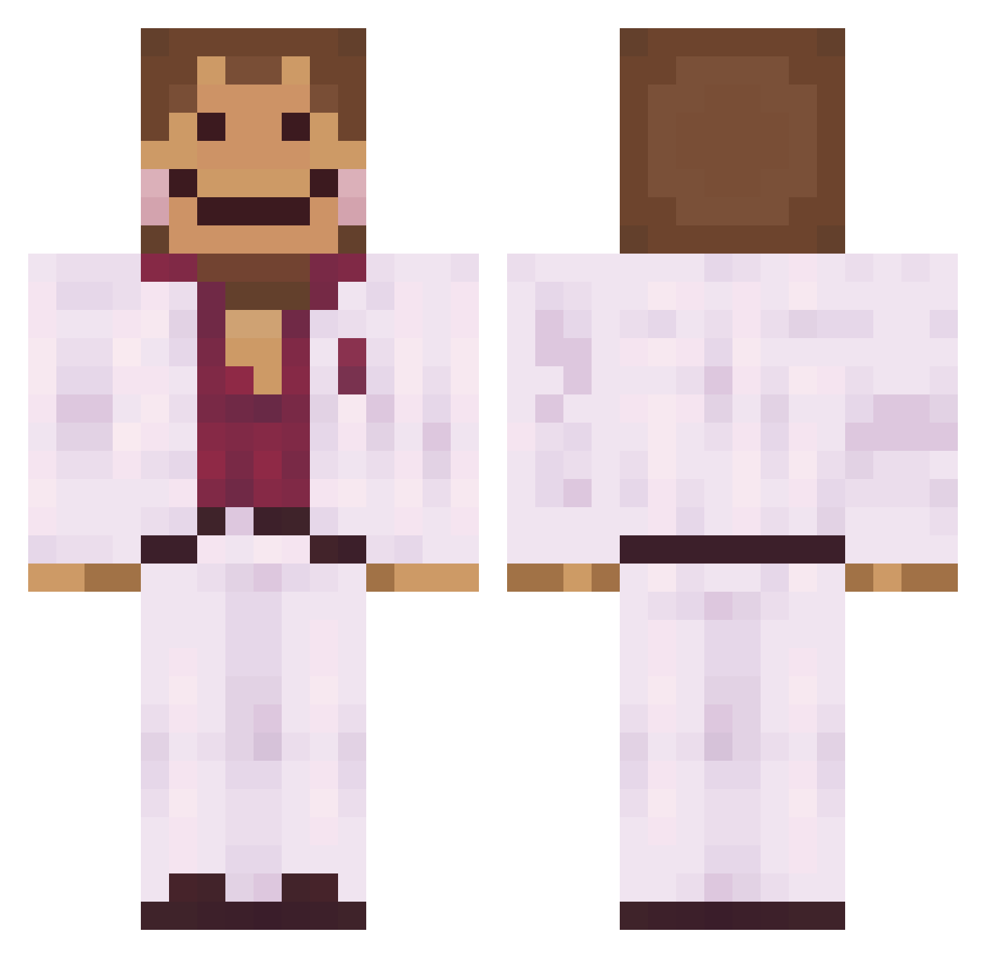 Bepus Minecraft skin, front and back view