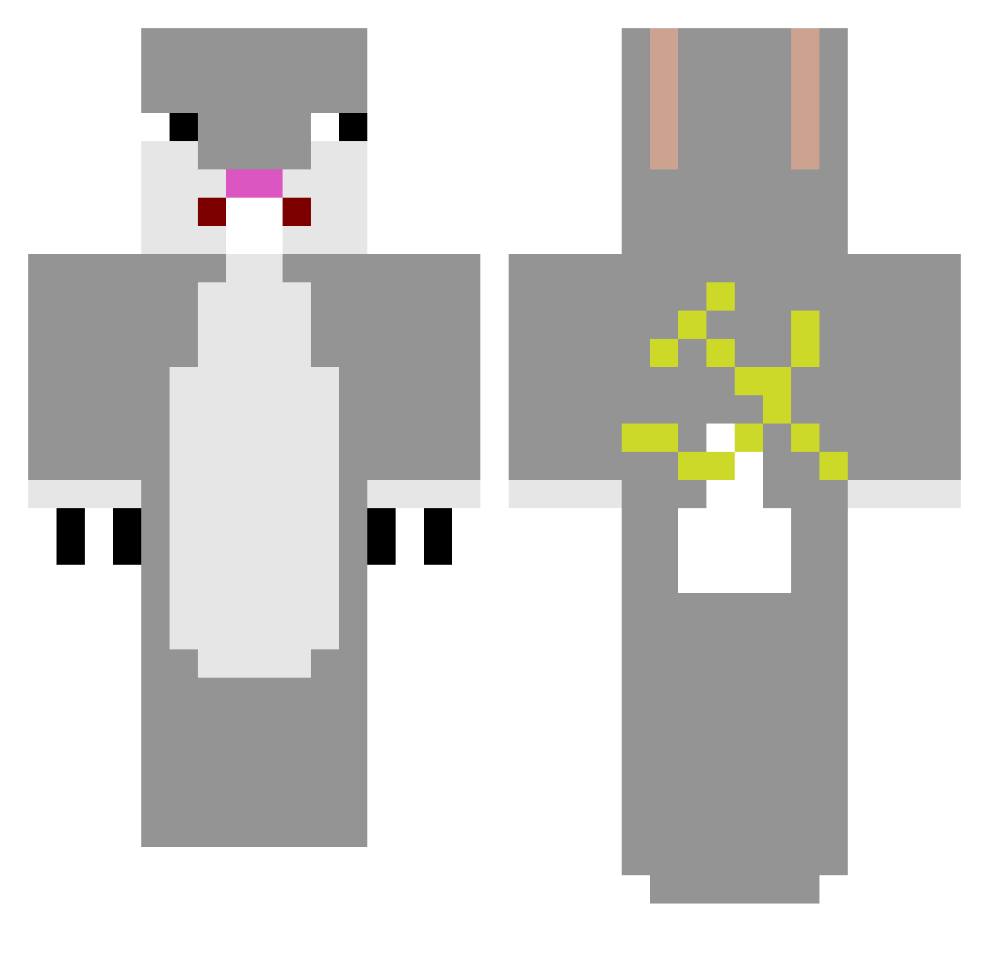 Charakternie Minecraft skin, front and back view