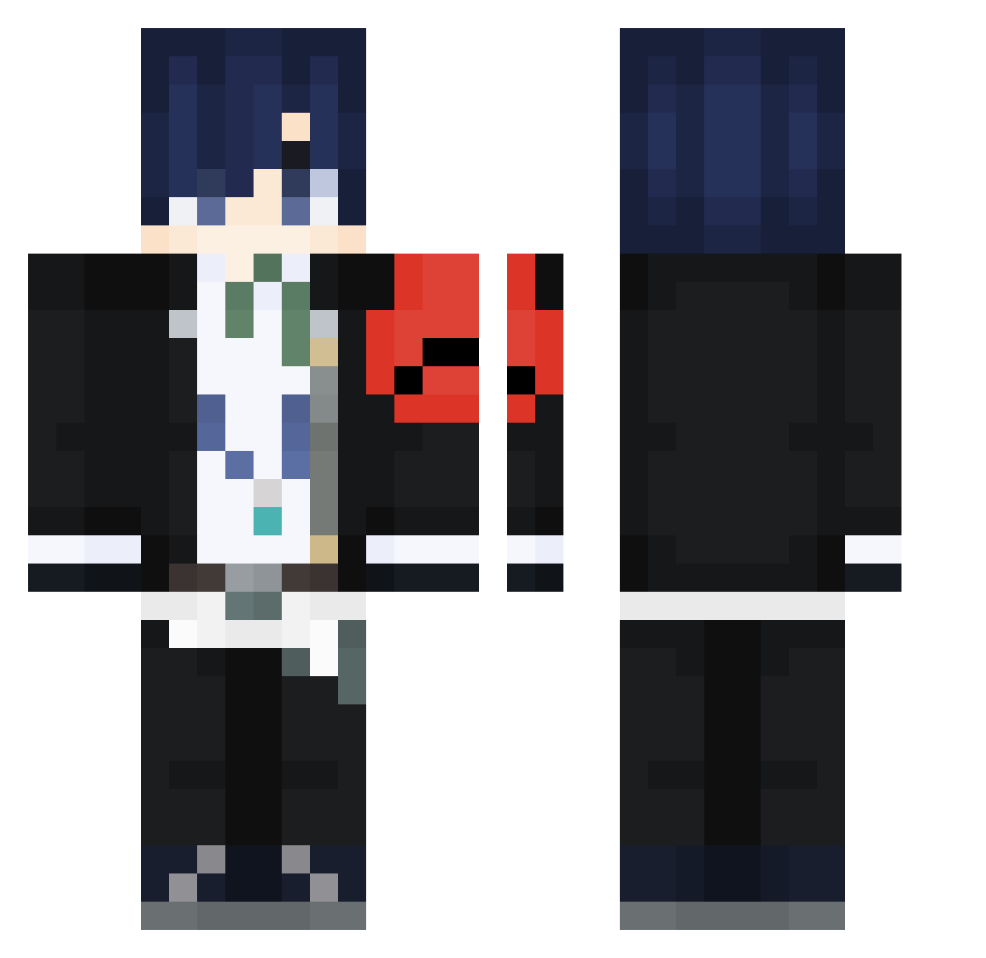 BookNaJaXD Minecraft skin, front and back view