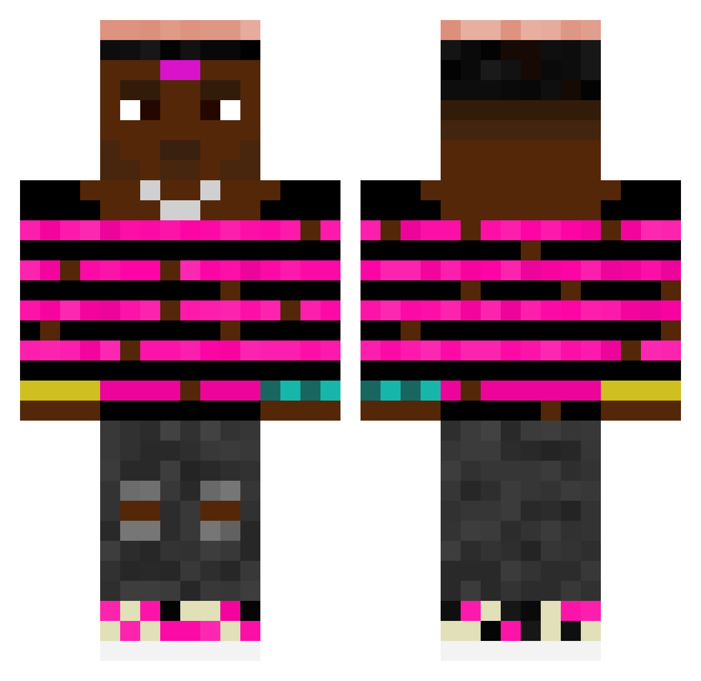 PingSpoof_ Minecraft skin, front and back view
