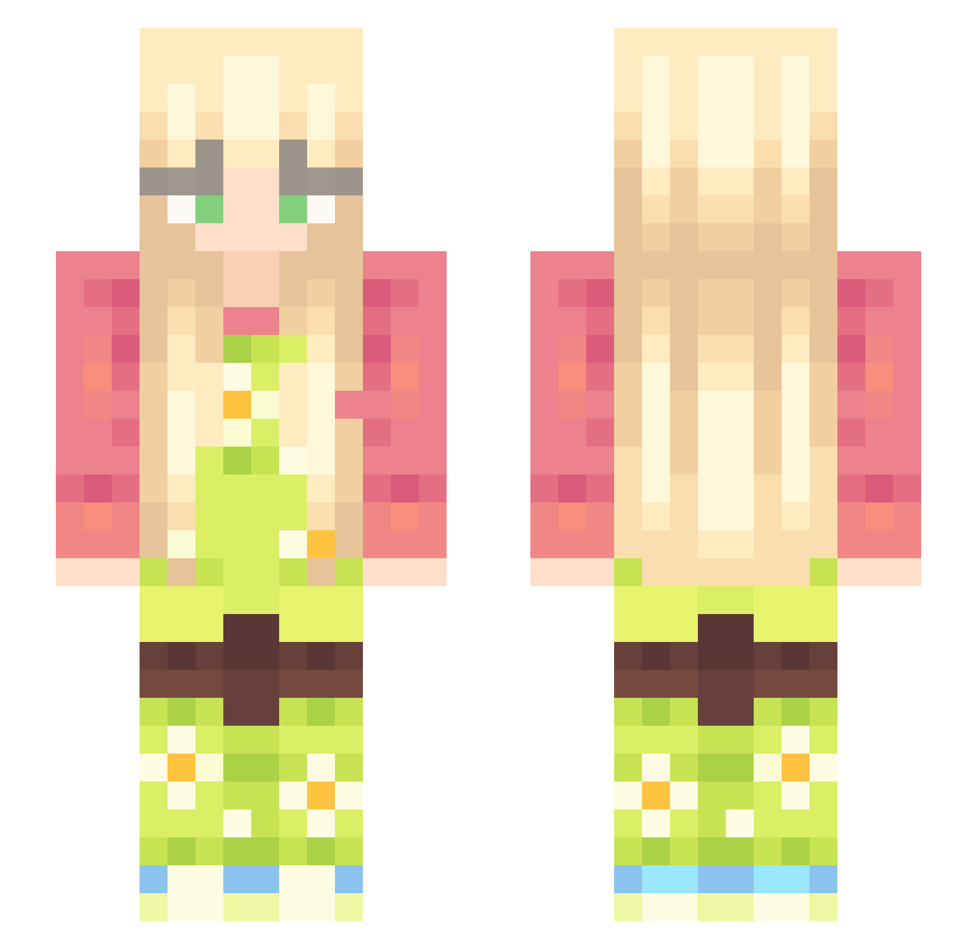 JustPieceOfBread Minecraft skin, front and back view