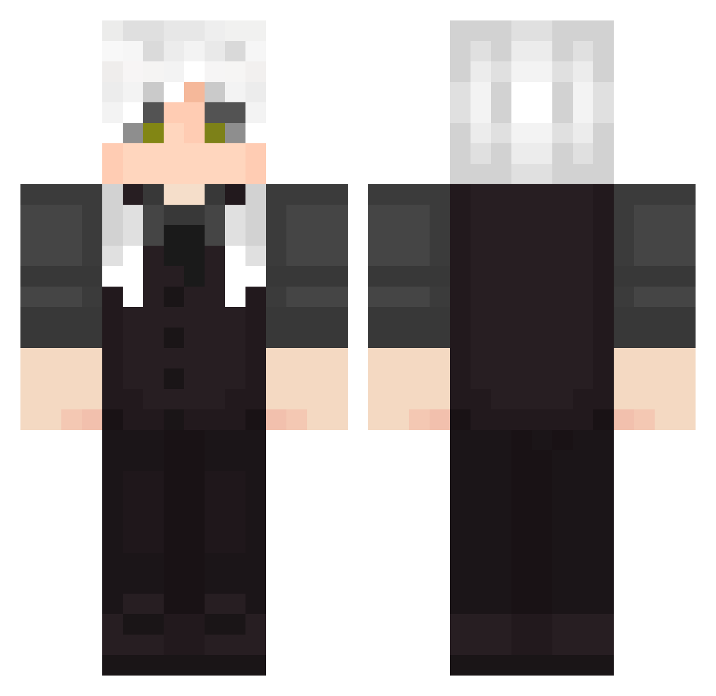 MU5H1 Minecraft skin, front and back view