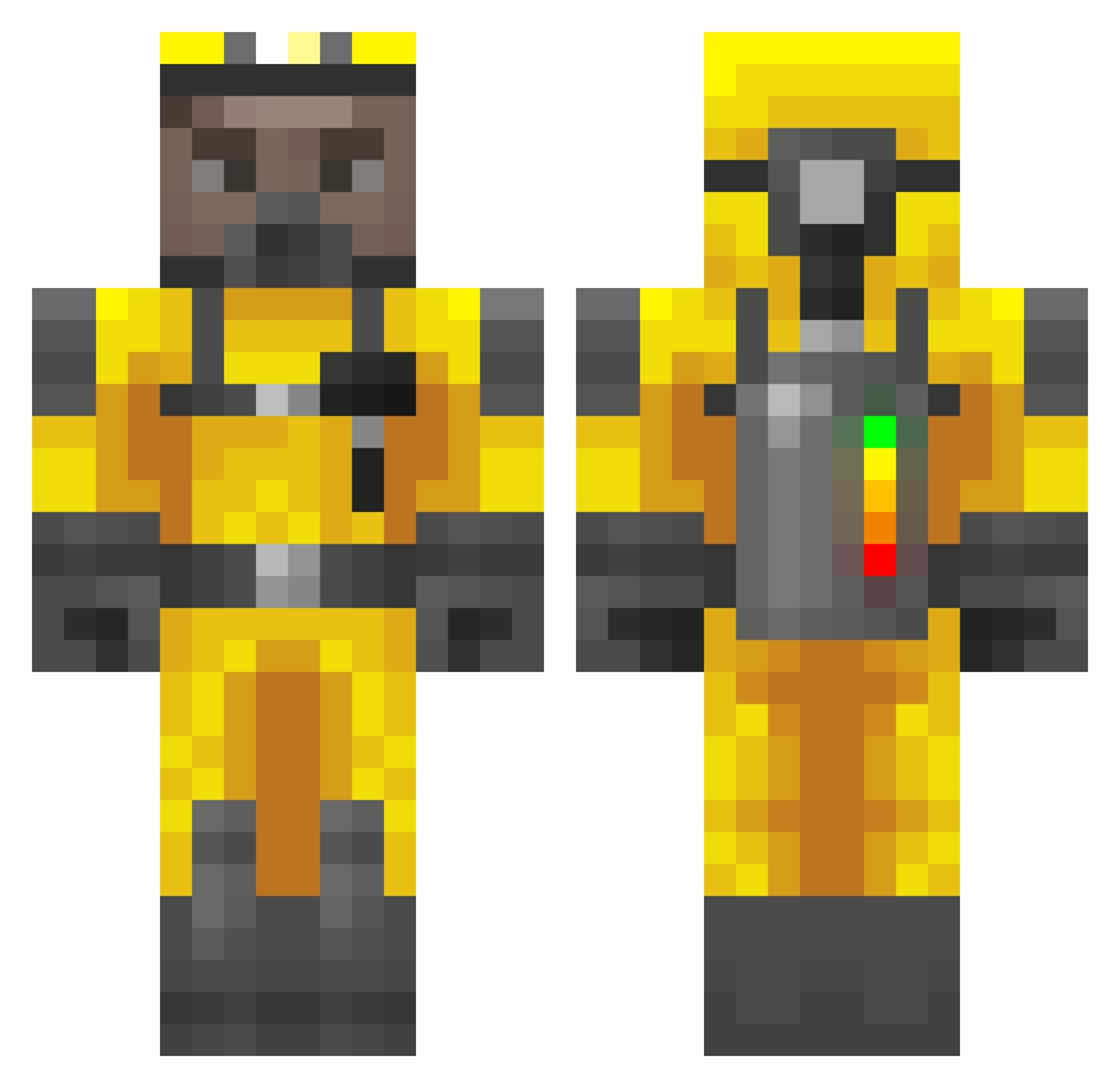 KhaosPCGaming Minecraft skin, front and back view