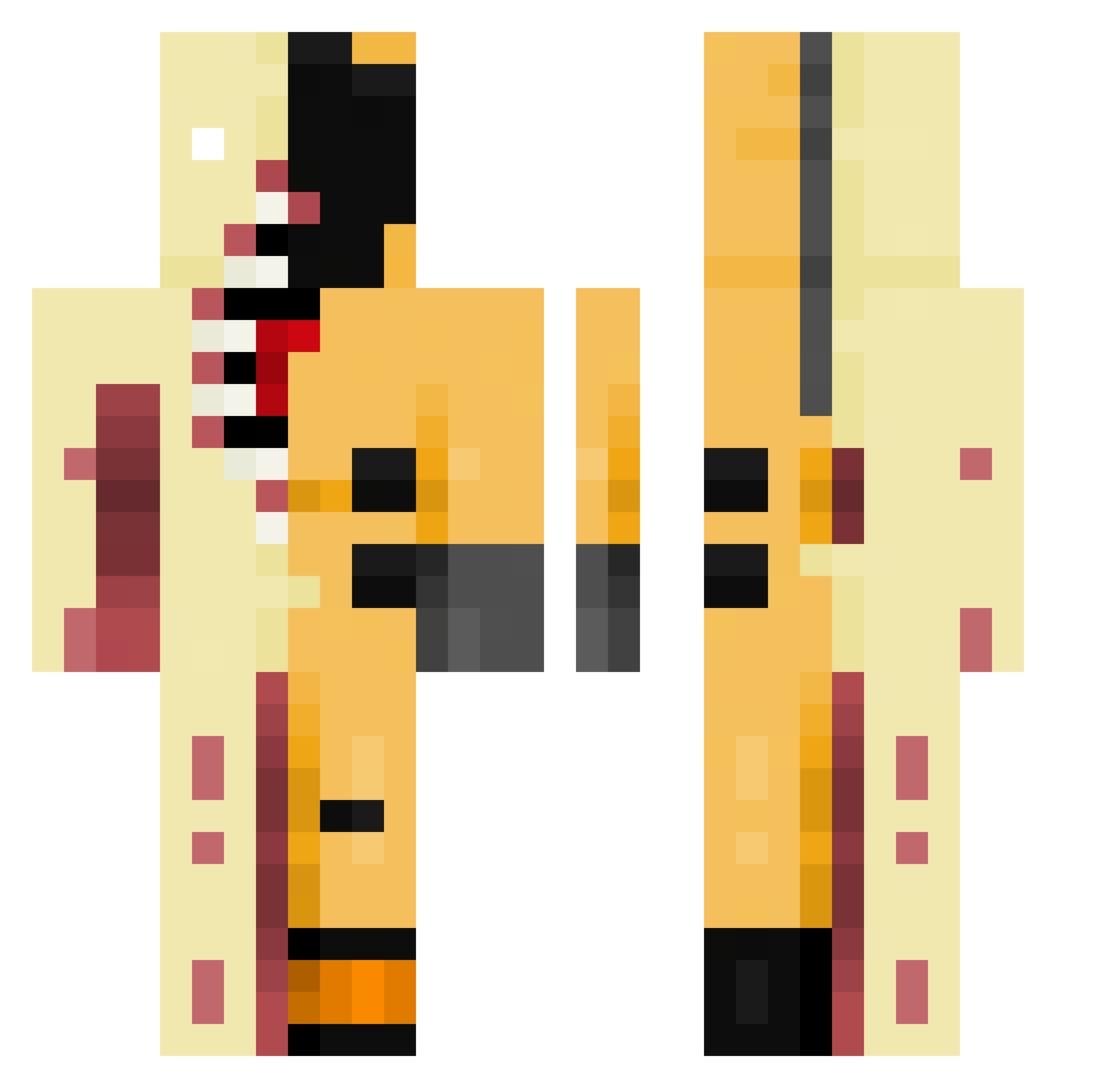 WarpedMetal25 Minecraft skin, front and back view