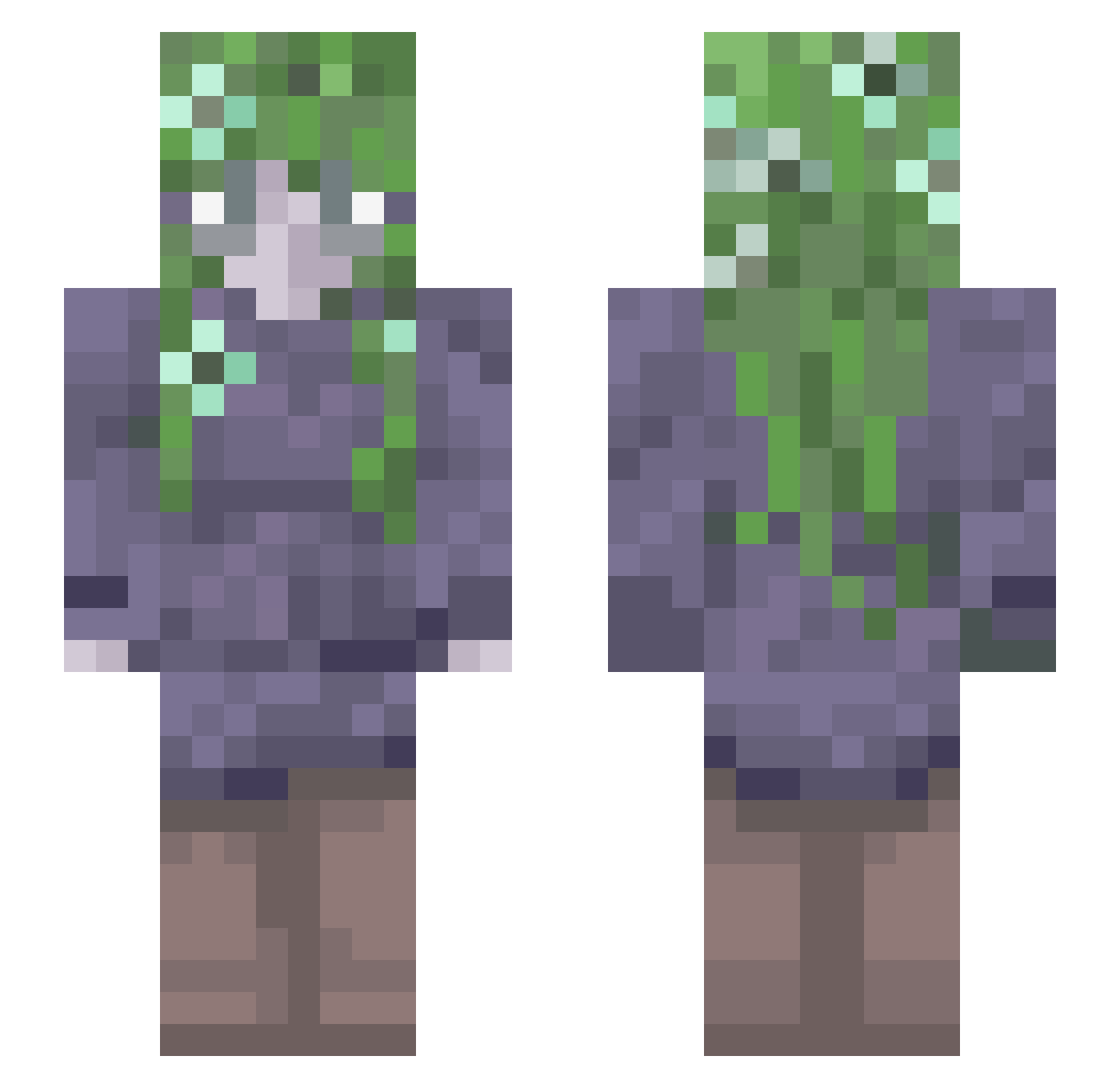 Veendals Minecraft skin, front and back view