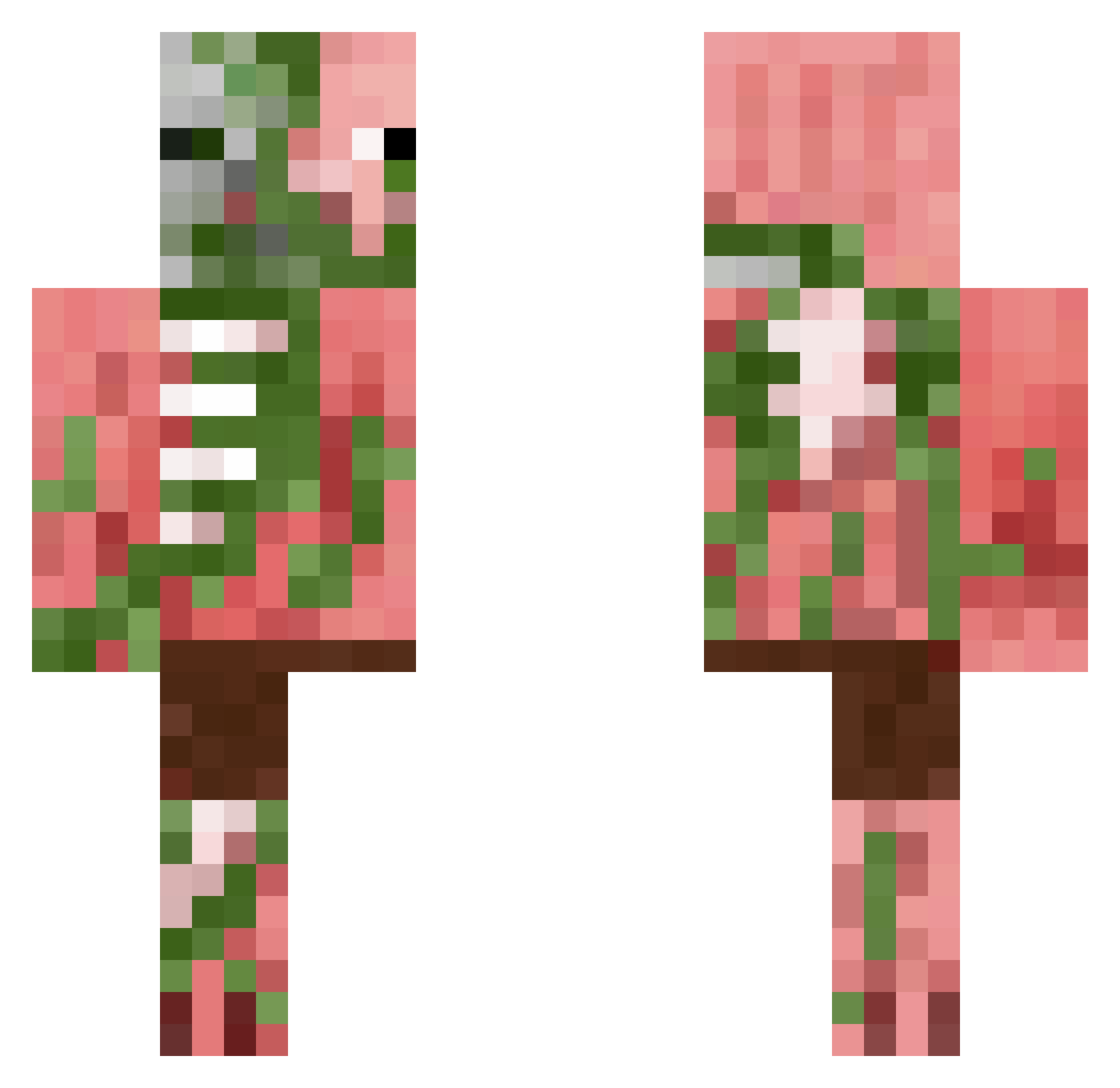 Naamloos Minecraft skin, front and back view