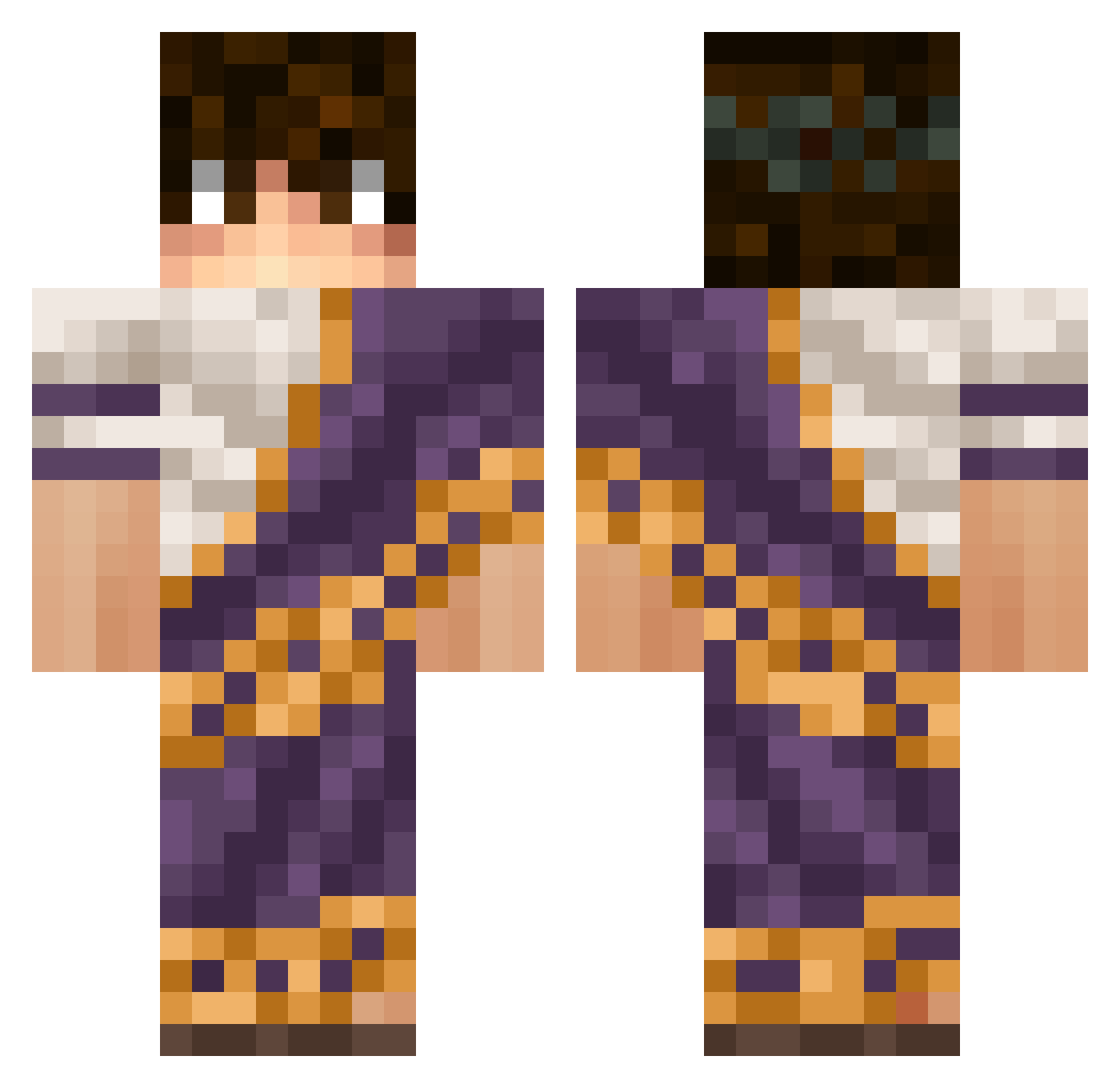 Hermes_cool_guy Minecraft skin, front and back view
