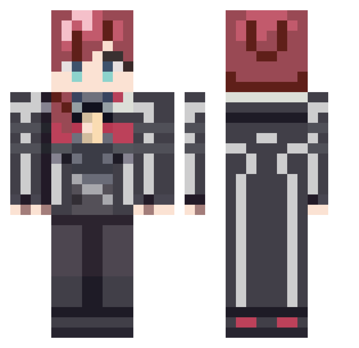 mlnrei Minecraft skin, front and back view