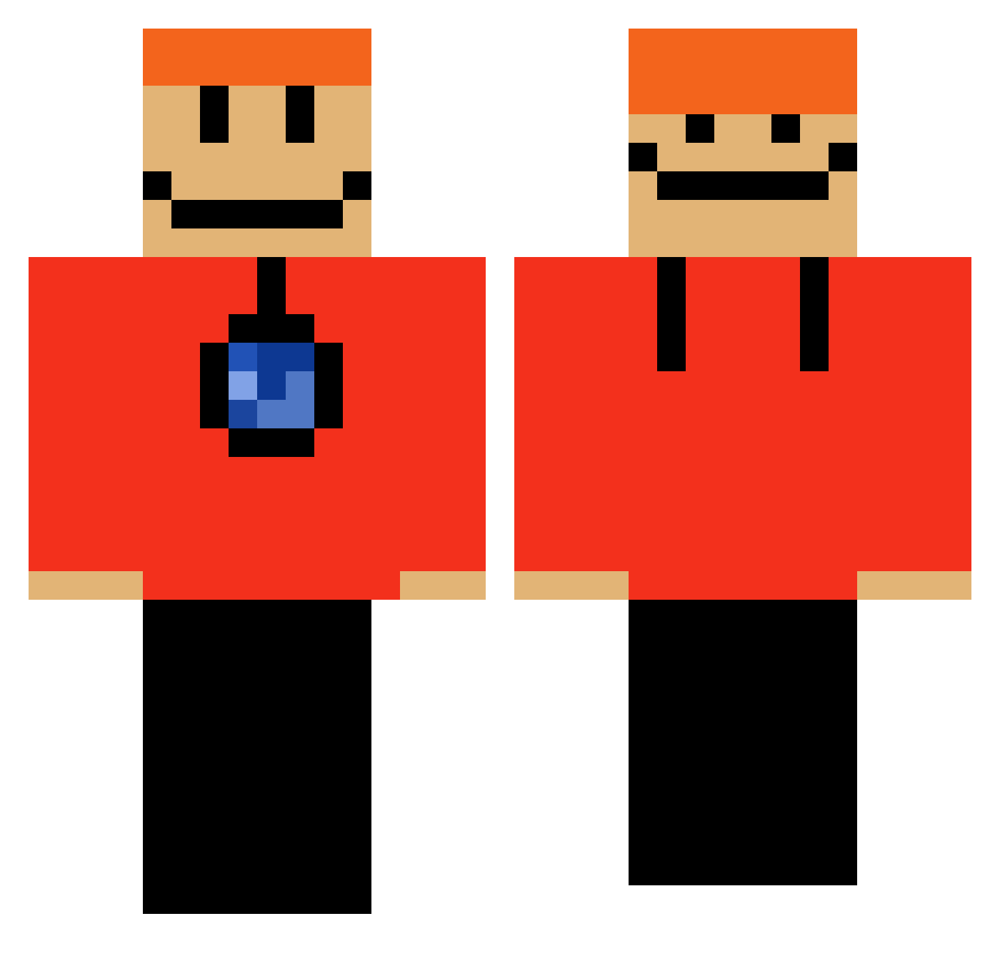MELWTIAR Minecraft skin, front and back view