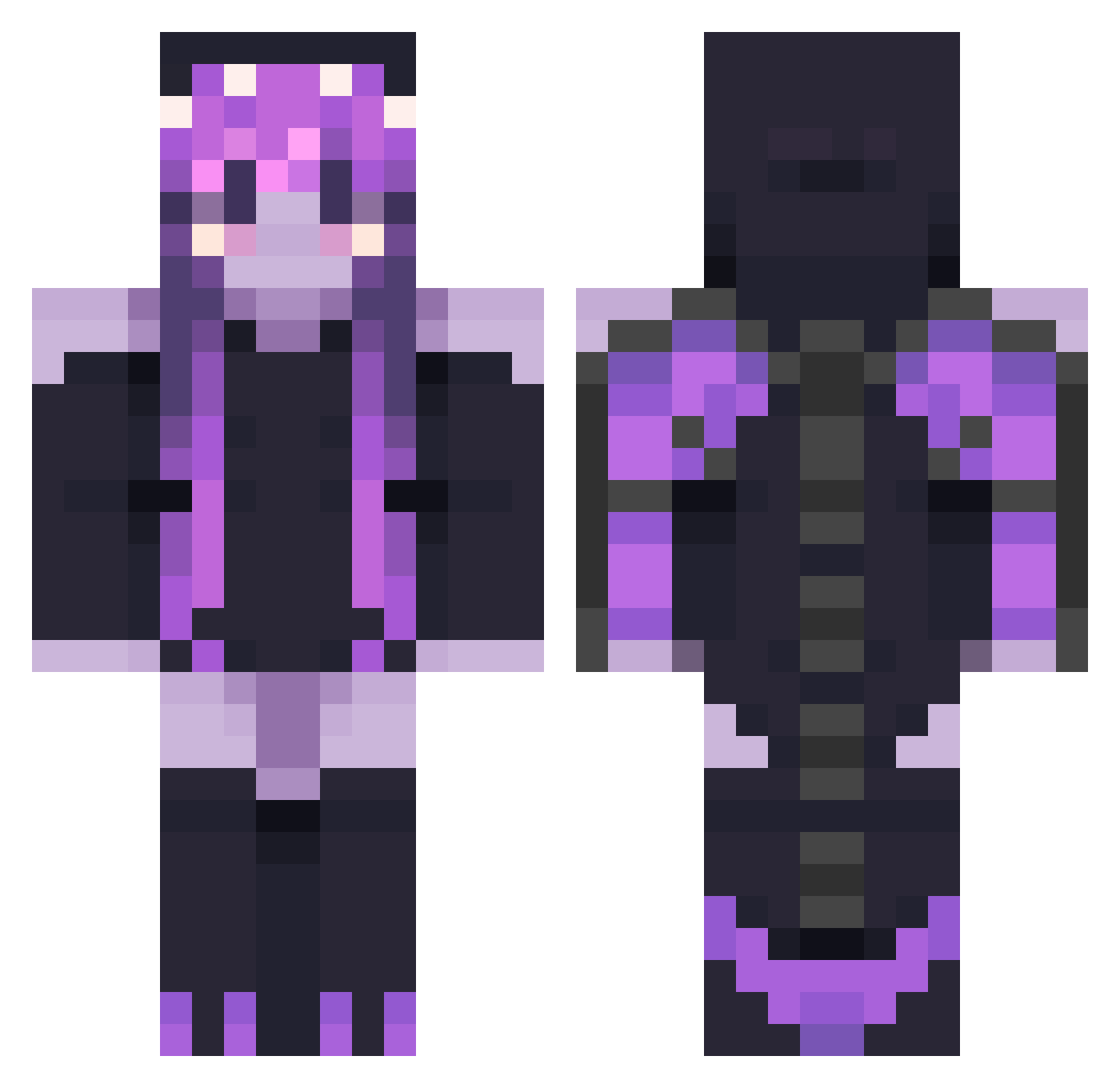 NyraStuff Minecraft skin, front and back view