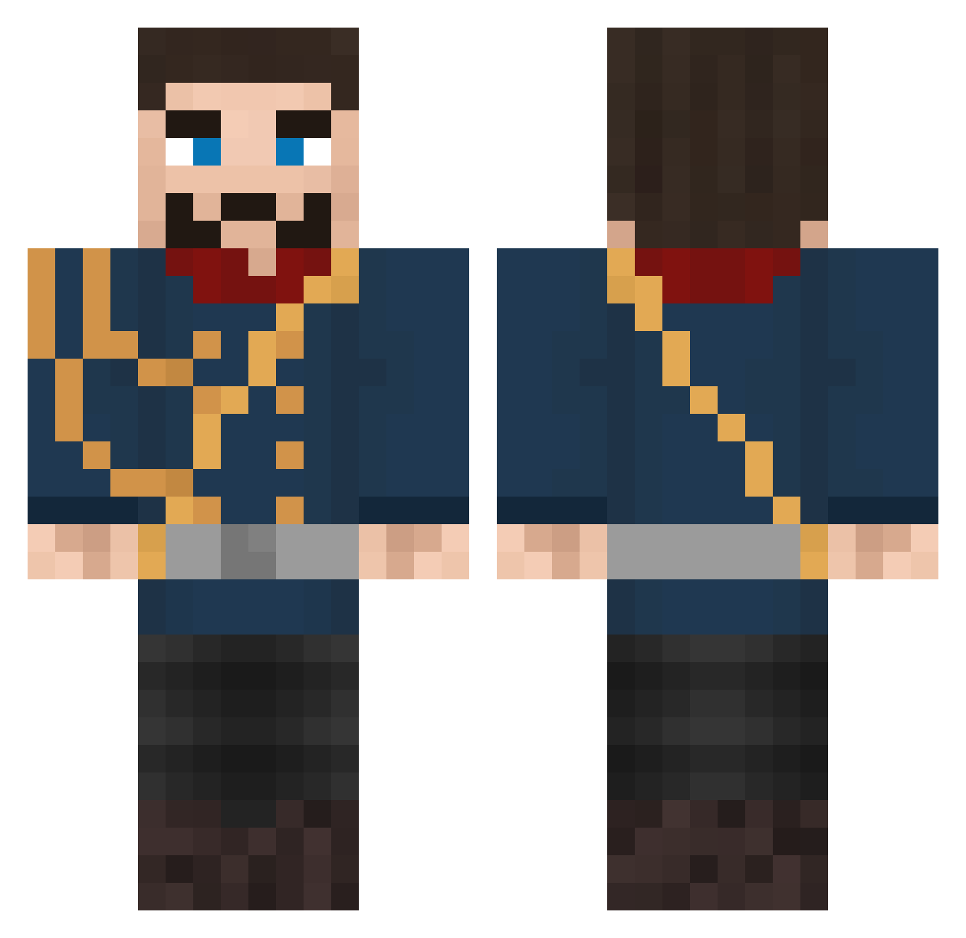 Matigio Minecraft skin, front and back view