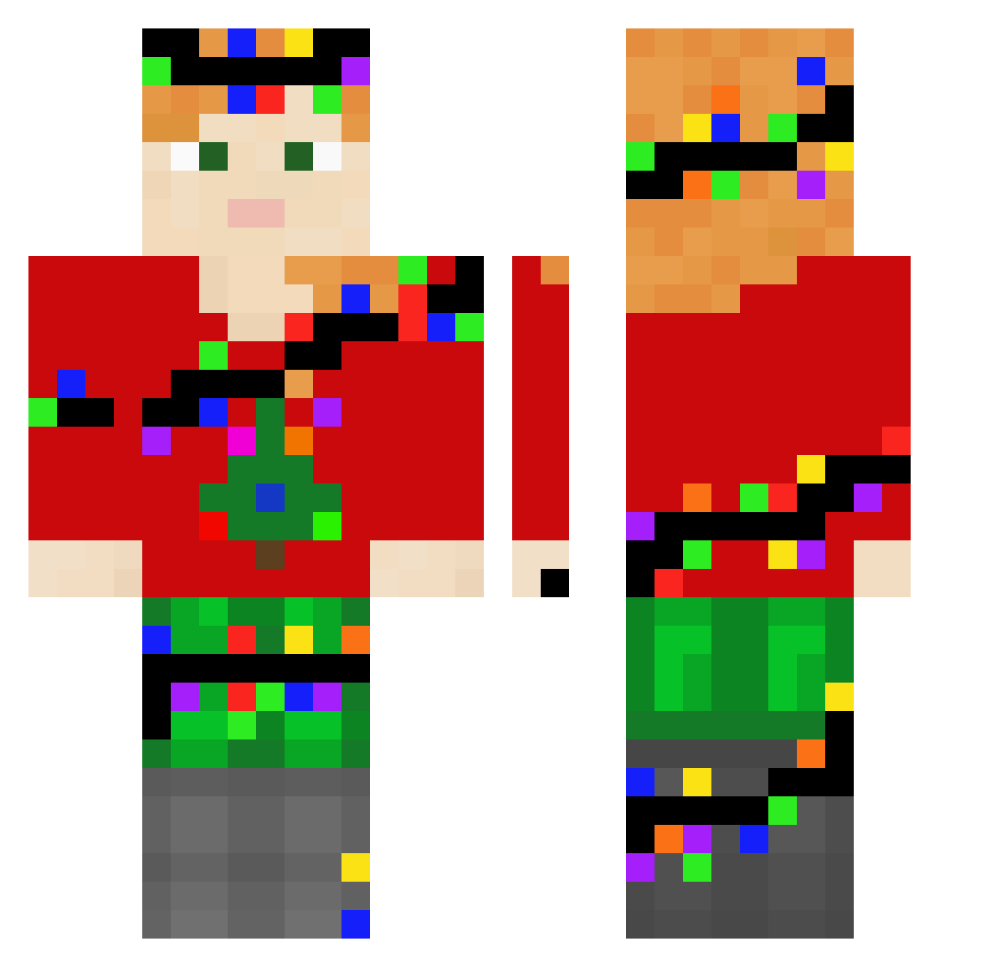 Filipixx Minecraft skin, front and back view
