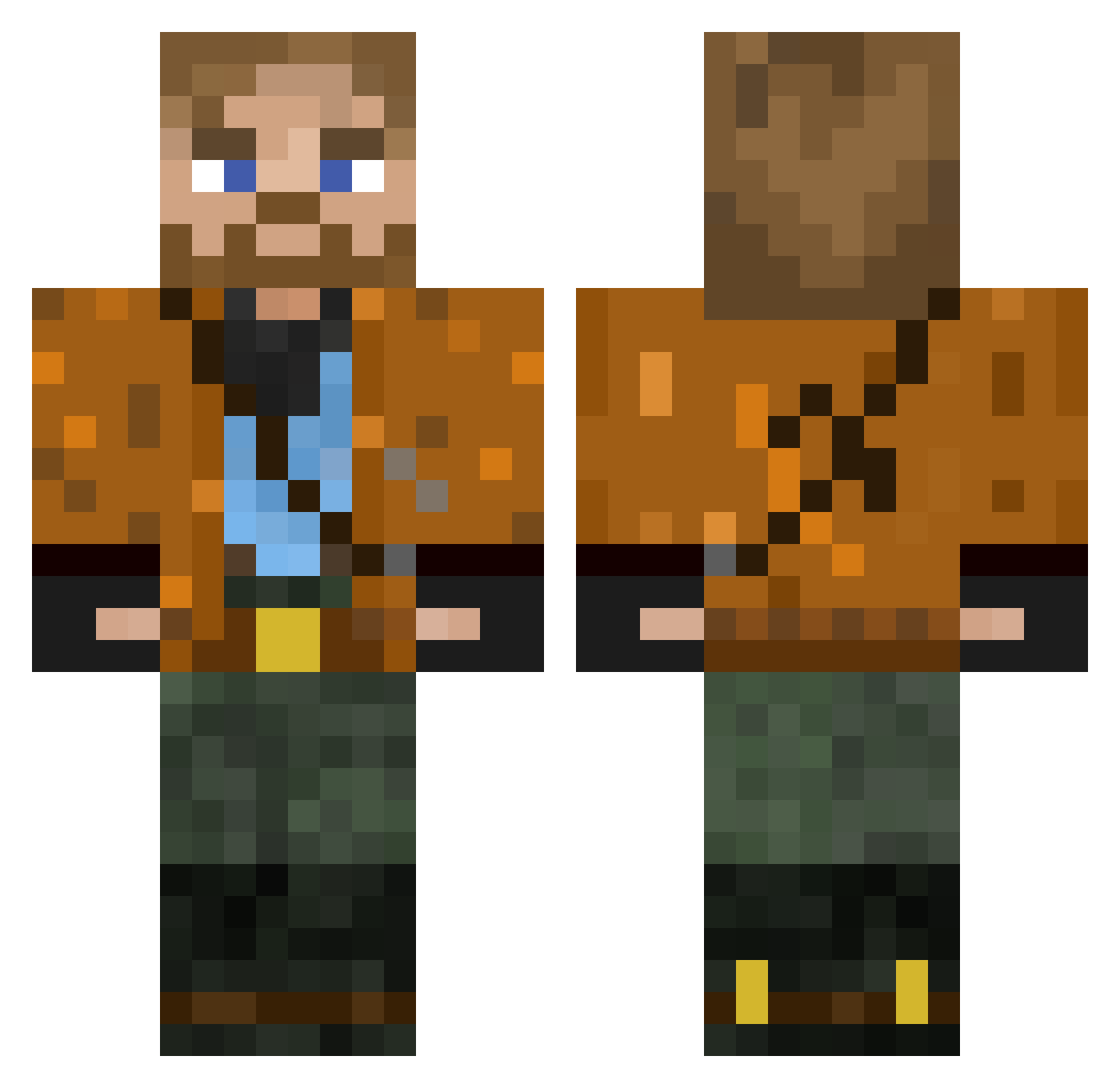 Atomeee Minecraft skin, front and back view