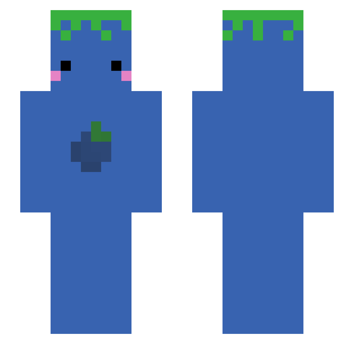 Blueberrynox Minecraft skin, front and back view