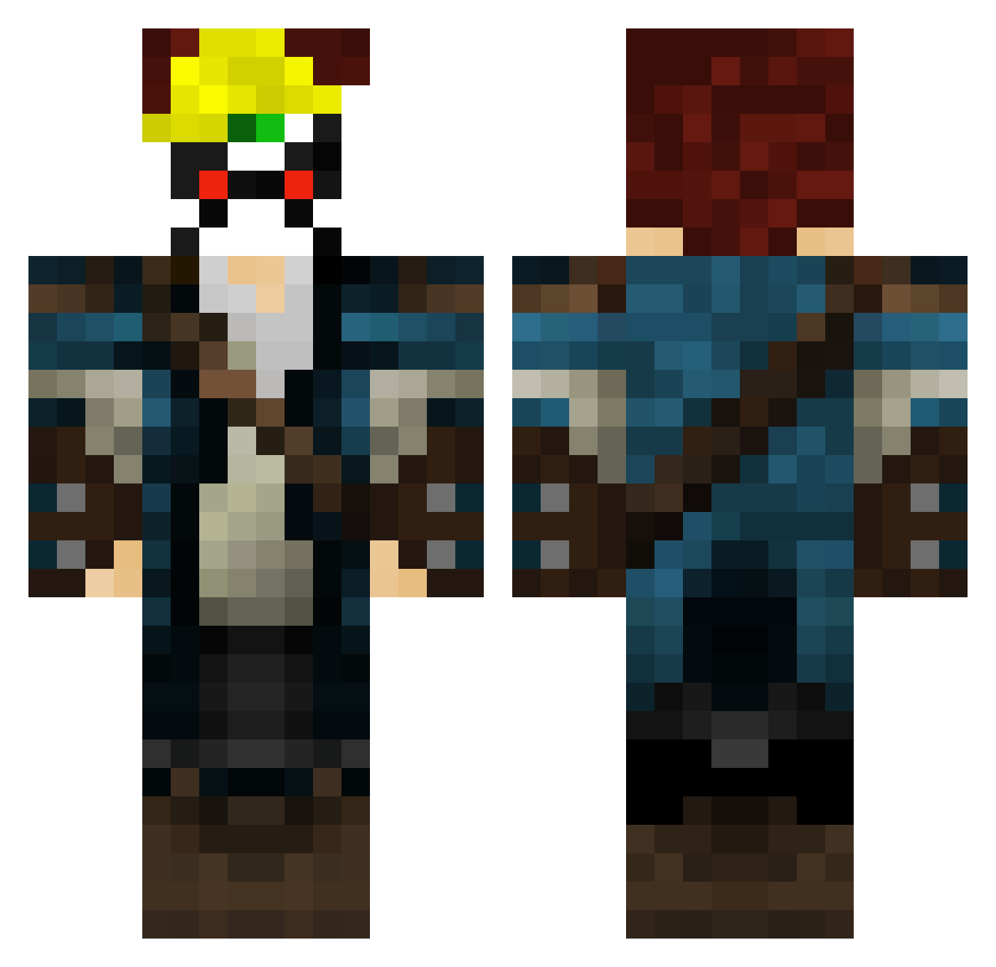 ItzCrelle Minecraft skin, front and back view