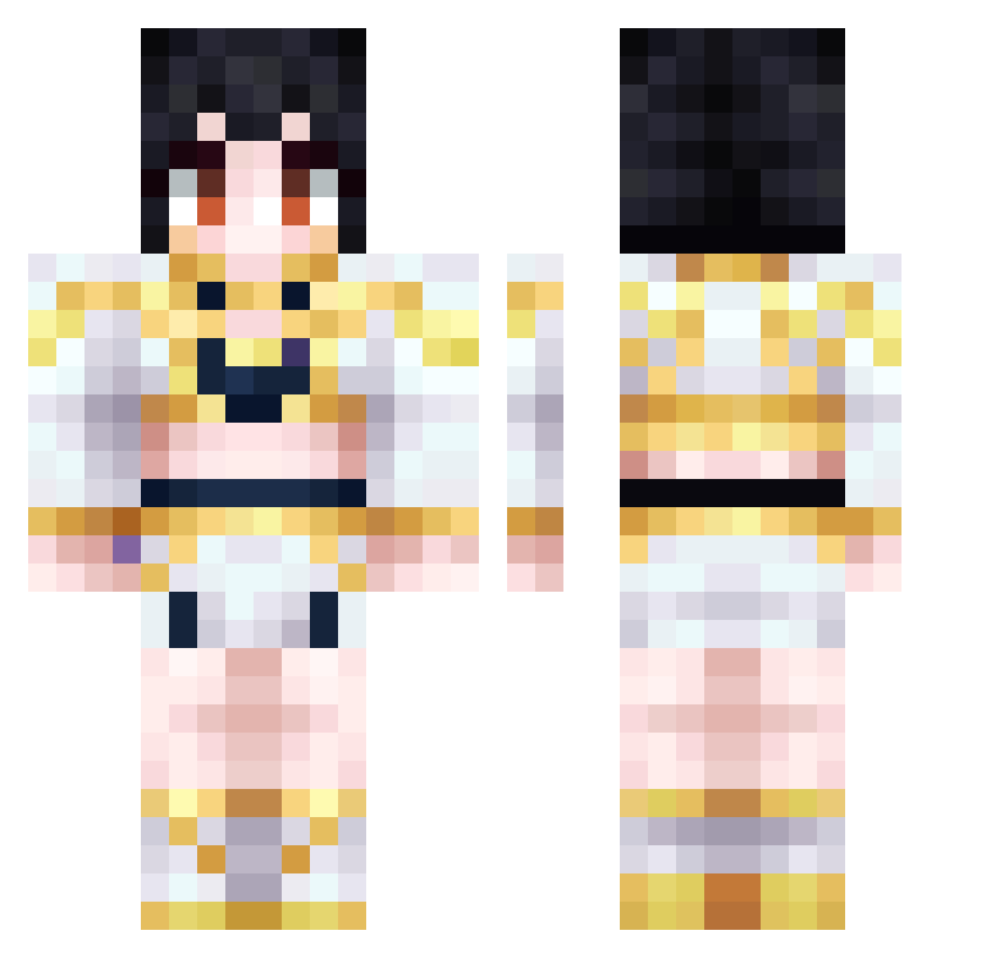 Grumpehh Minecraft skin, front and back view